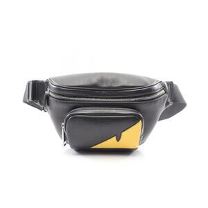 Fendi Bag Bugs Monster Eye Waist Body Leather Black Yellow